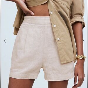Madewell Clean Pull-On Shorts in 100% Linen - oatmeal / natural